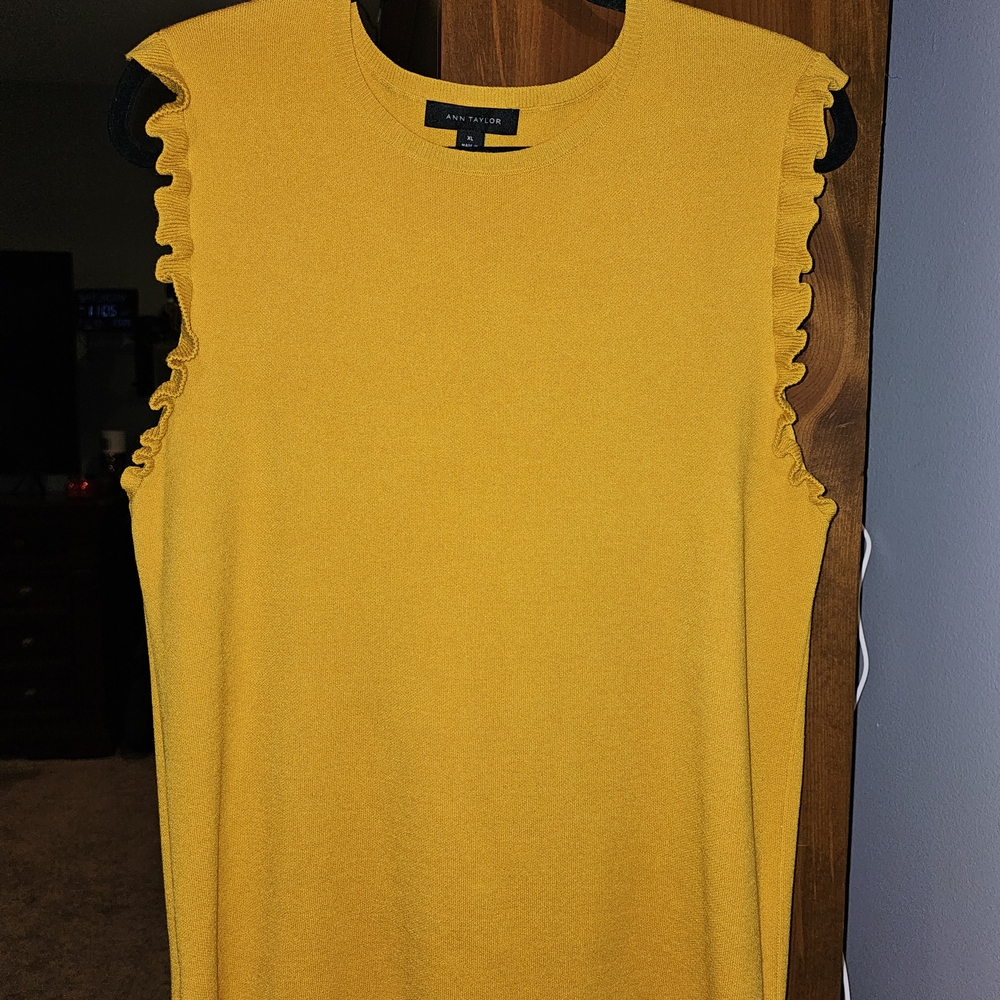 Ann Taylor Yellow Ruffle Sleeve Tank Top